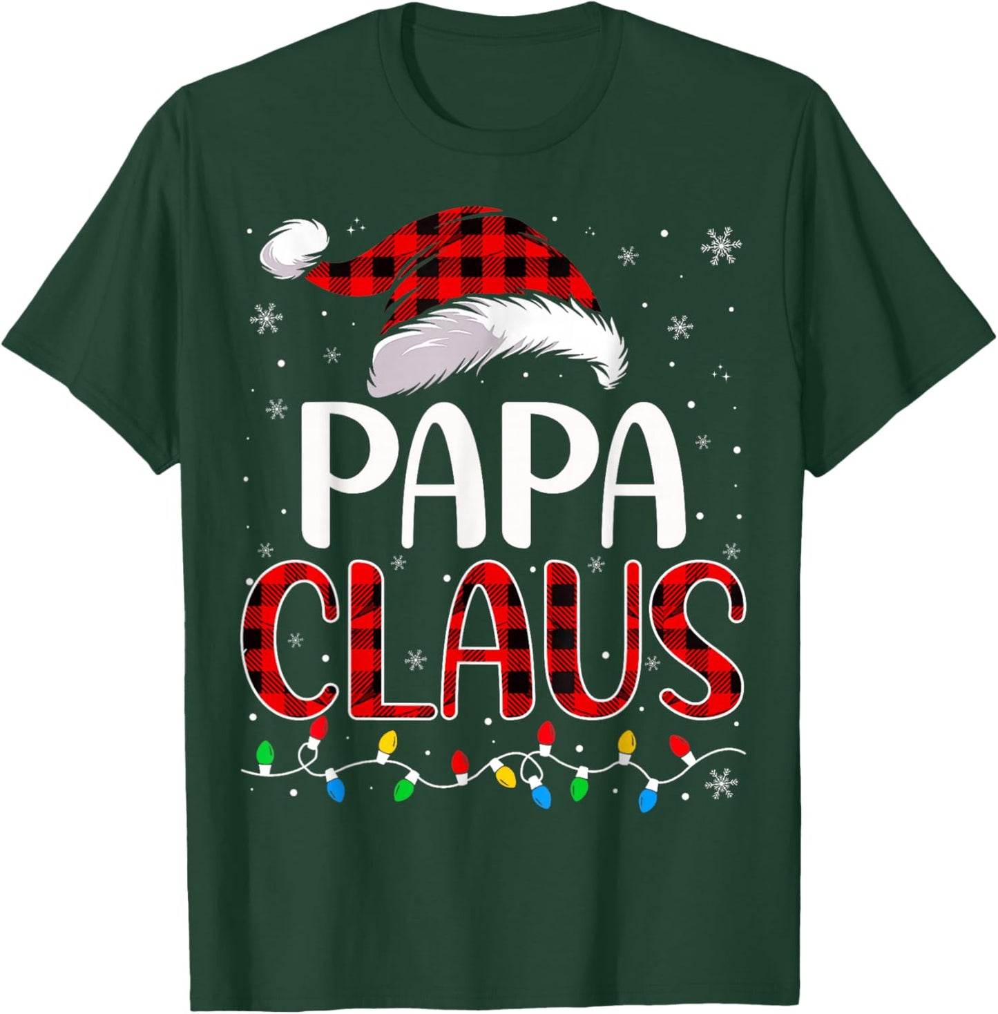 Papa claus christmas lights matching family xmas pajama T-Shirt - T-Shirt | Forest