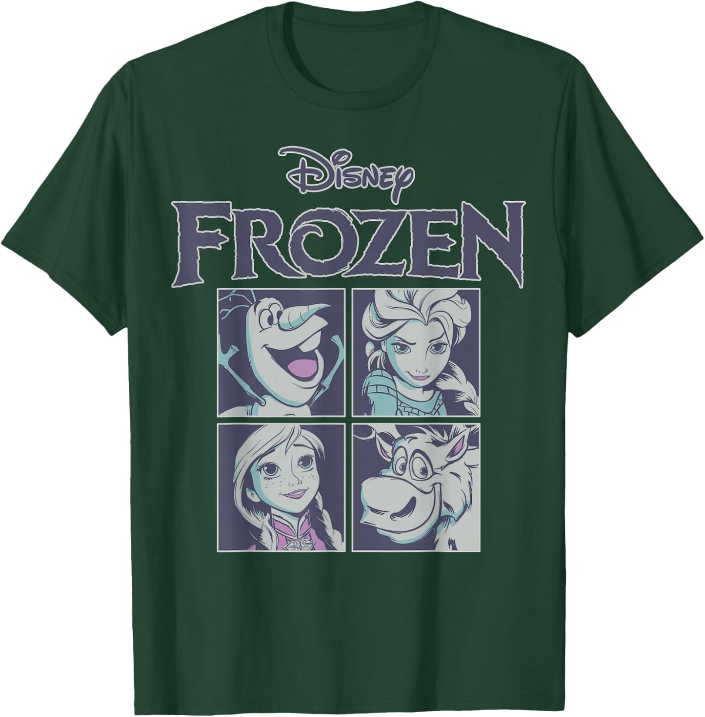 Disney Frozen Blue Hue Character Portrait Grid Panels Small T-Shirt - T-Shirt | Forest