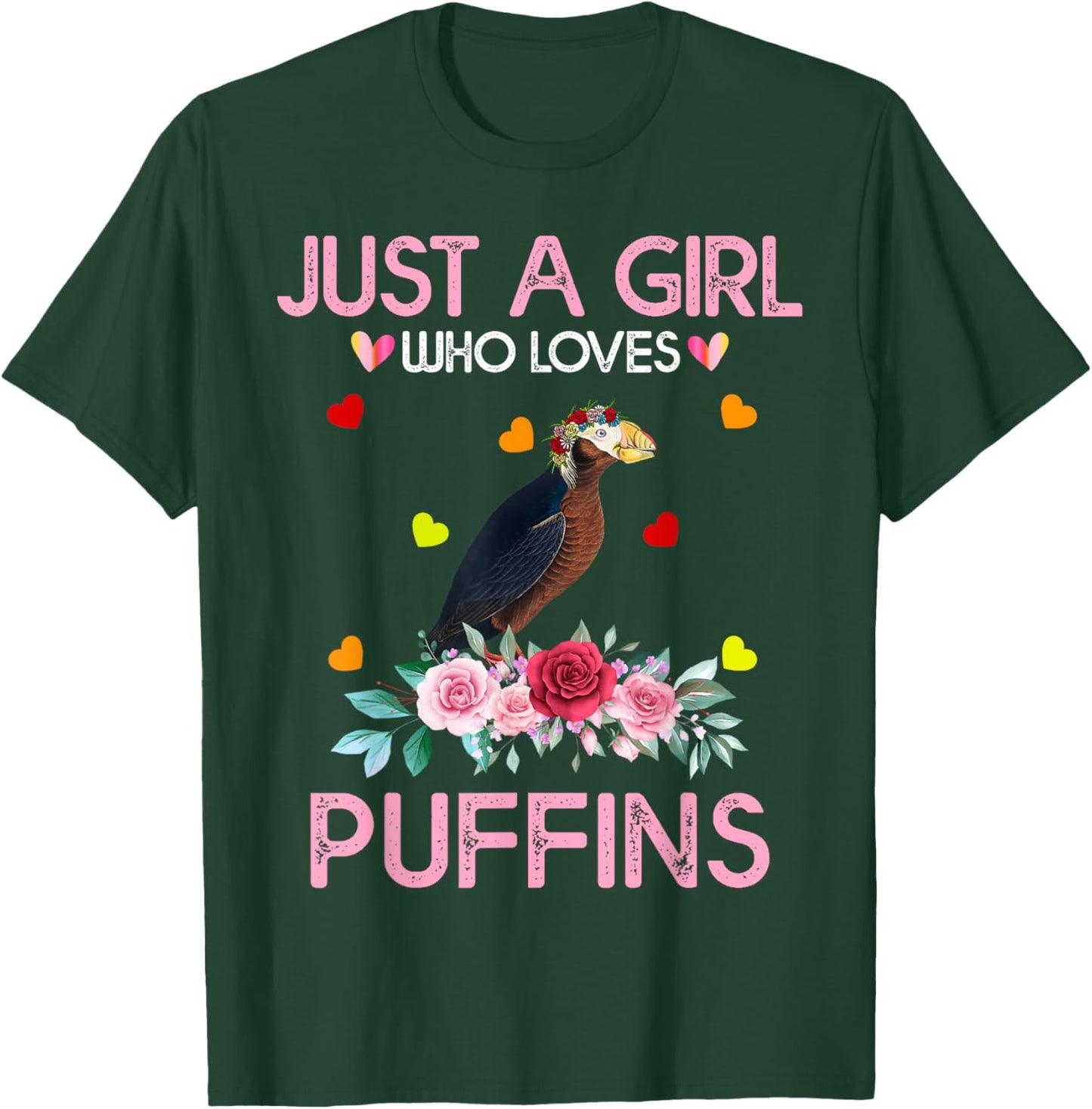 Puffin Kids Gift Just A Girl Who Loves Puffins T-Shirt - T-Shirt | Forest