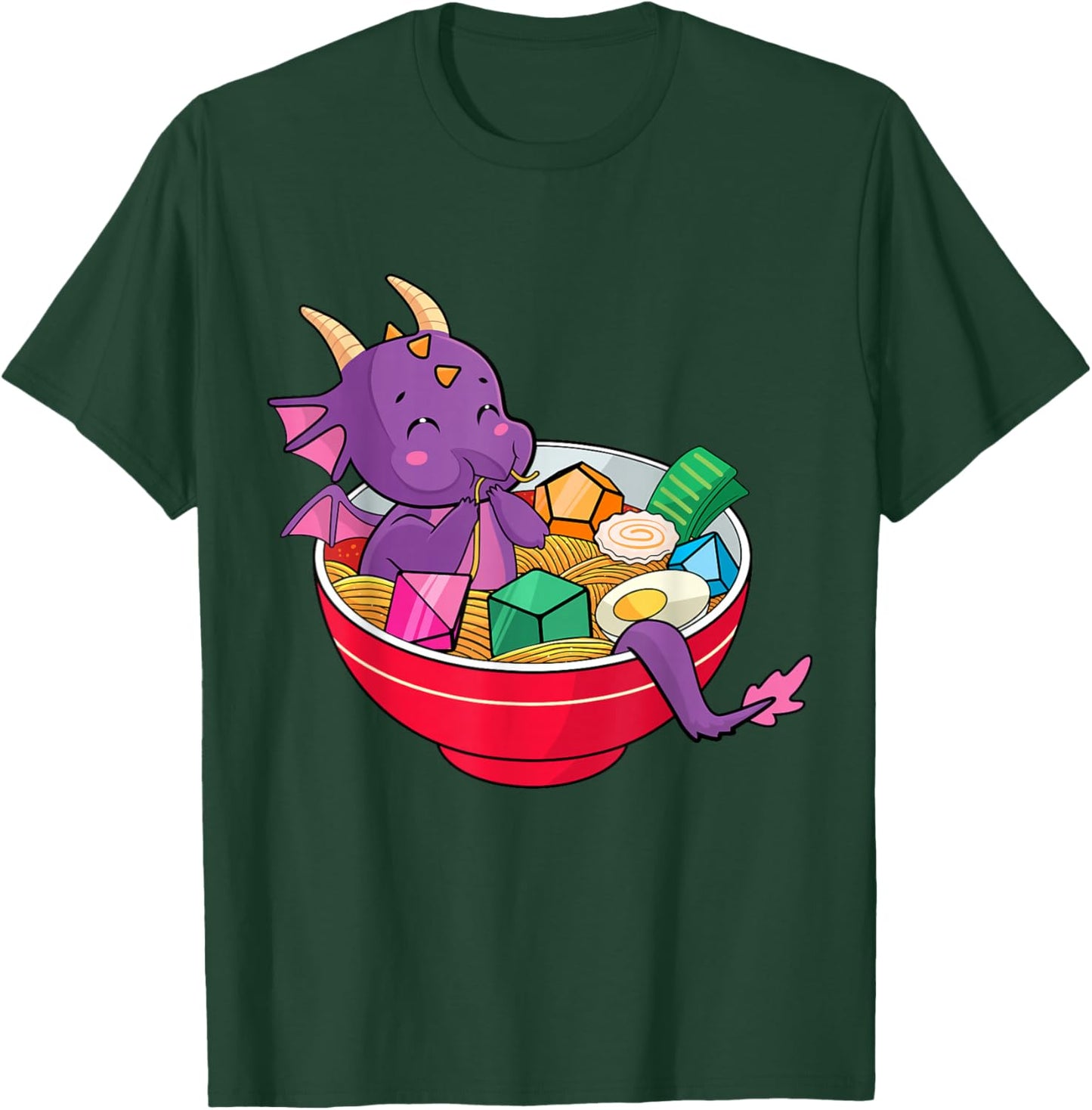 Dragon In Ramen Bowl D20 Dice RPG TTRPG Nerdy Gamer Women T-Shirt - T-Shirt | Forest
