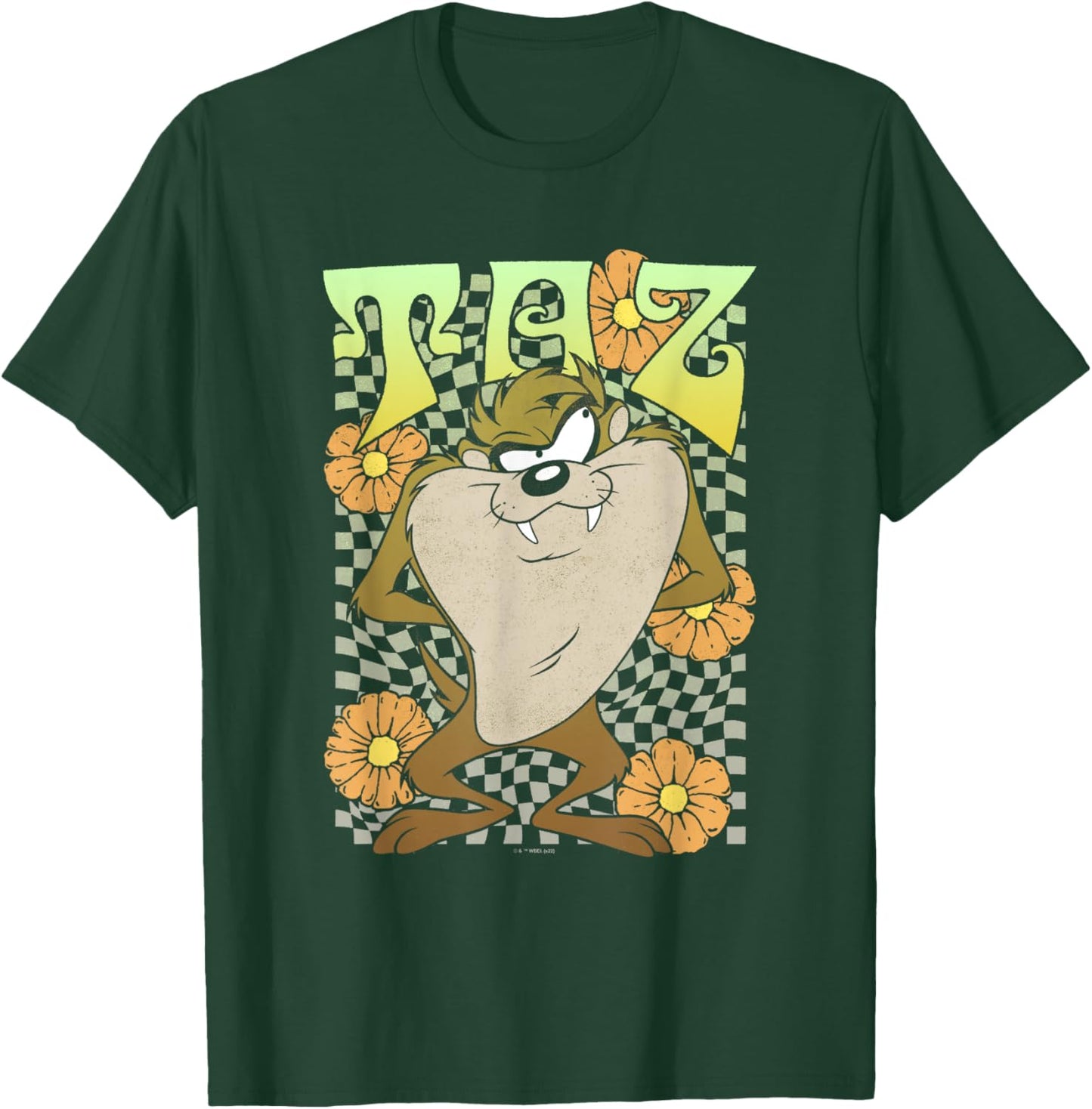 Looney Tunes Taz Groovy Retro Floral Portrait T-Shirt - T-Shirt | Forest