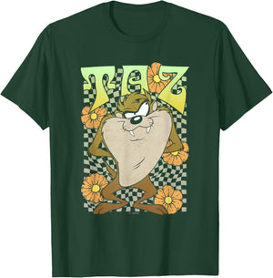Looney Tunes Taz Groovy Retro Floral Portrait T-Shirt - T-Shirt | Forest