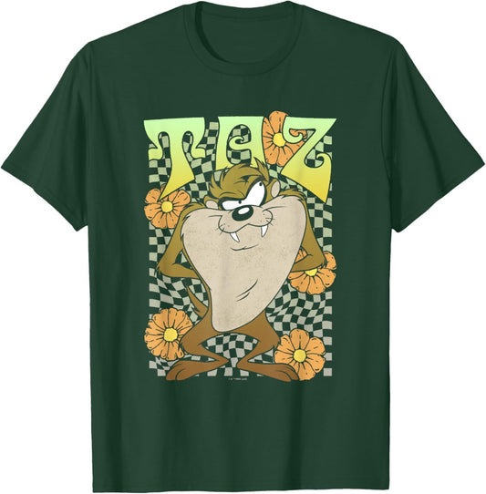 Looney Tunes Taz Groovy Retro Floral Portrait T-Shirt - T-Shirt | Forest