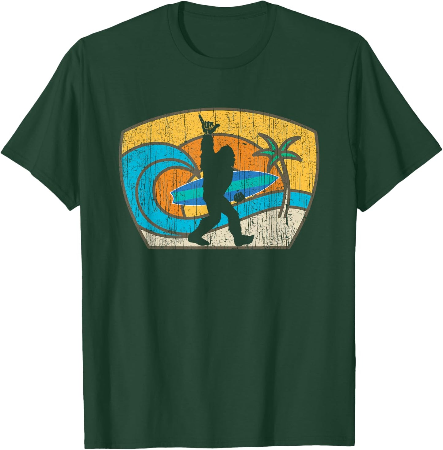 Bigfoot Retro Surfing Gift Shaka Aloha Surfer Dude T-Shirt - T-Shirt | Forest