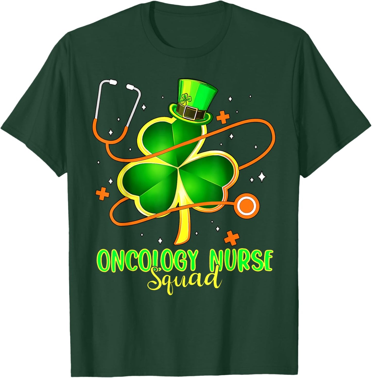 Funny Stethoscope Shamrock Oncology Nurse St Patrick's Day T-Shirt - T-Shirt | Forest