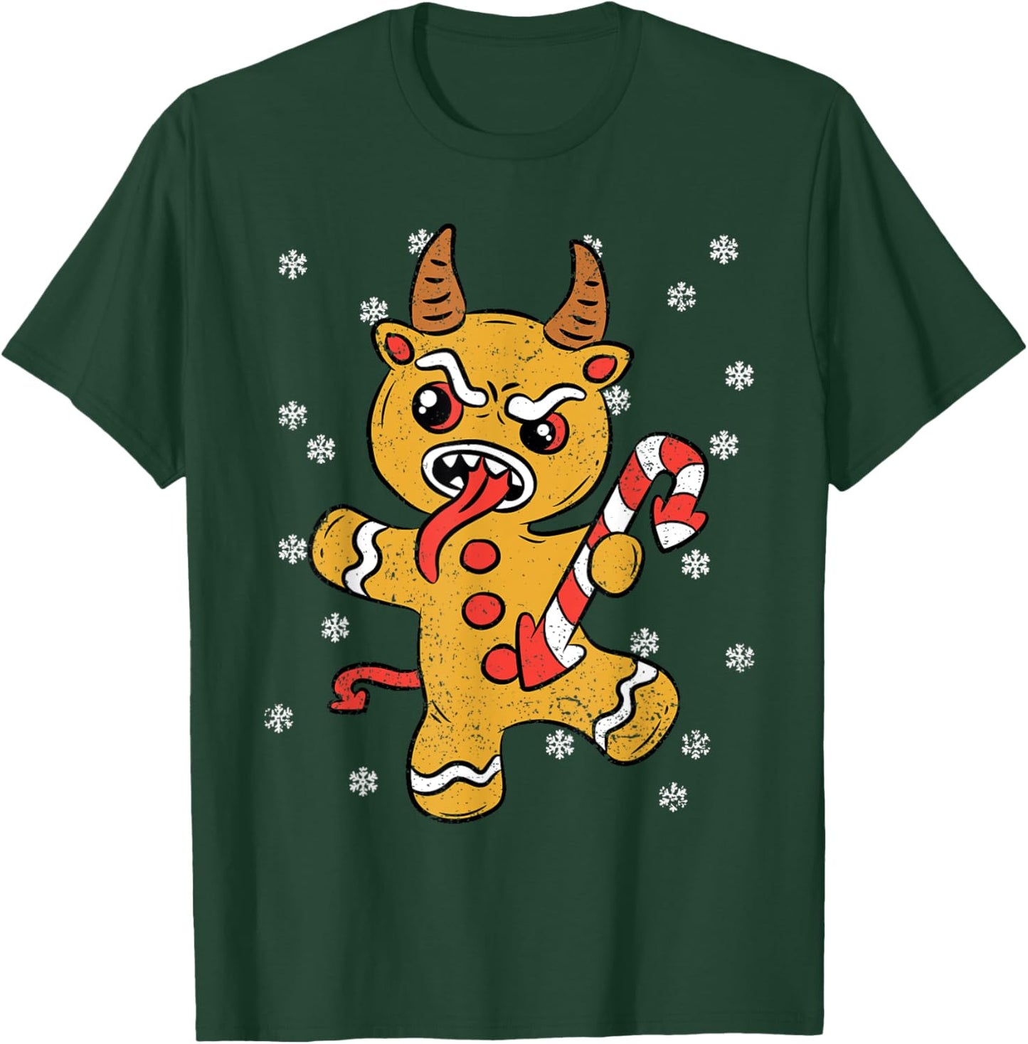 Gingerbread Man Krampus Christmas Pajama X-mas Candy Cane T-Shirt - T-Shirt | Forest
