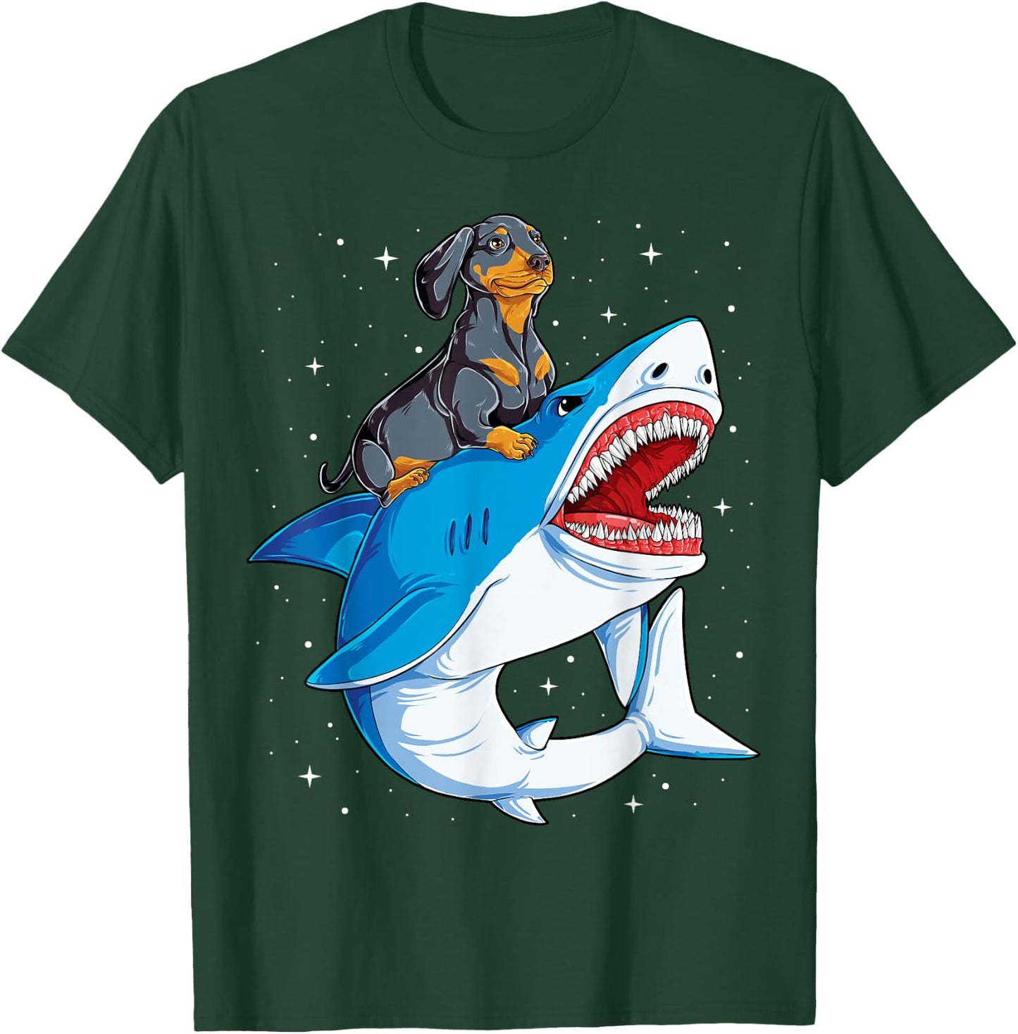 Dachshund Shark Kids Boys Men Space Galaxy Jawsome Gifts T-Shirt - T-Shirt | Forest