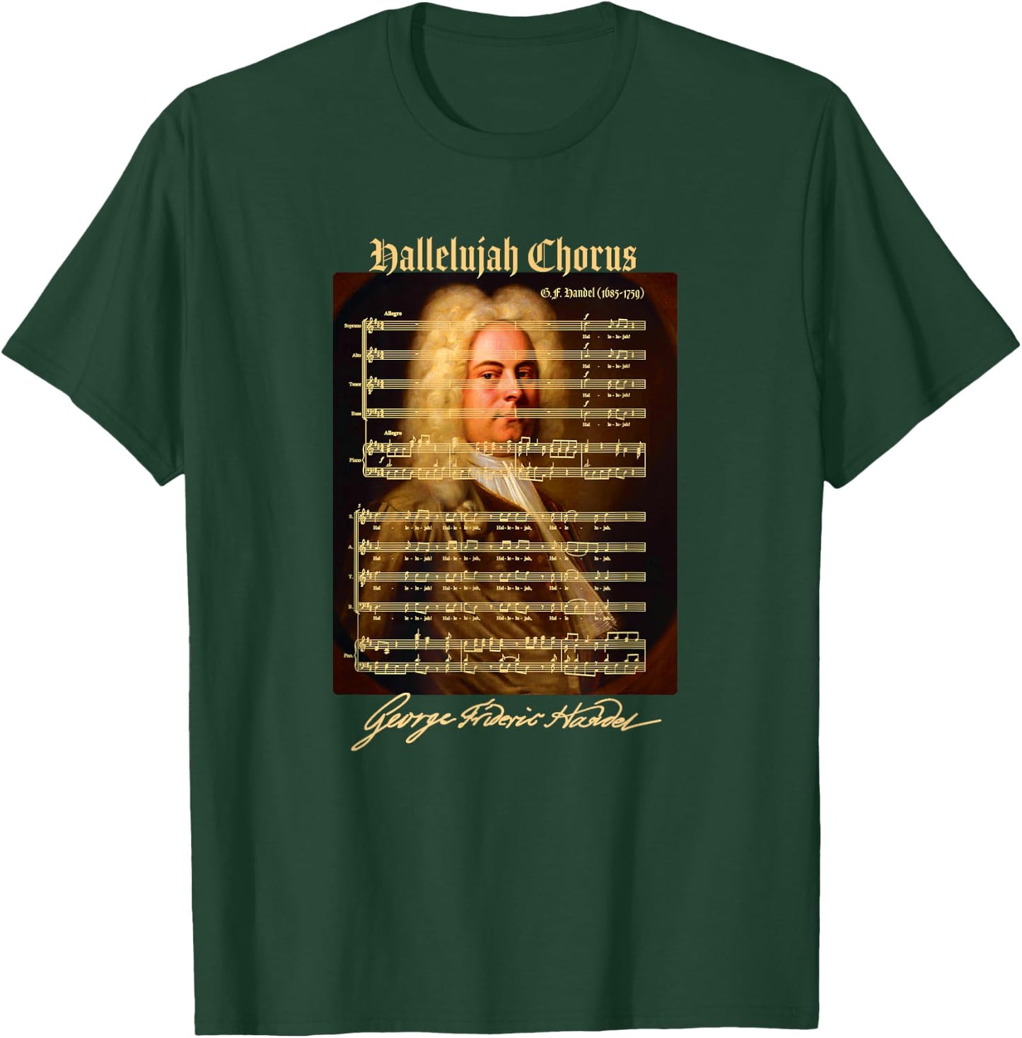 Hallelujah Chorus Sheet Music Design for Singers, Musicians T-Shirt - T-Shirt | Forest