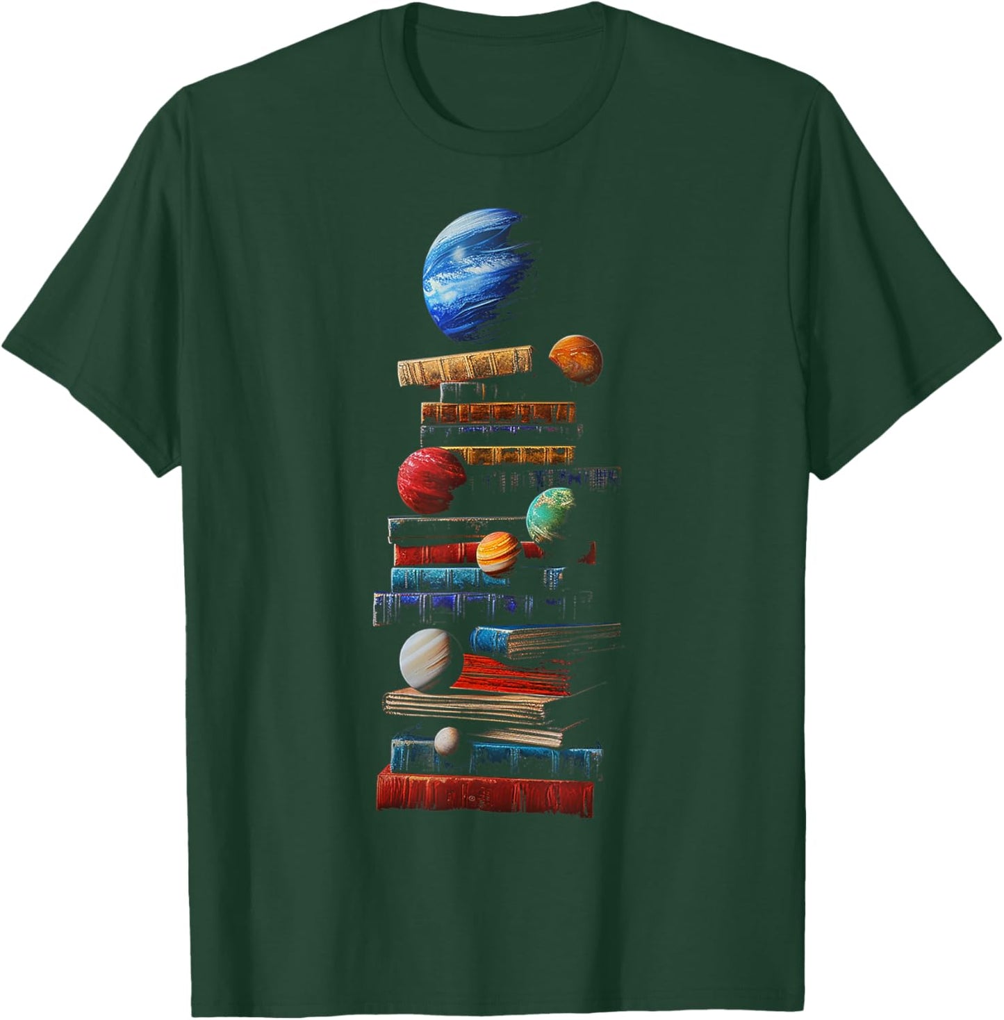 Book Space Graphic Planets Art T-Shirt - T-Shirt | Forest