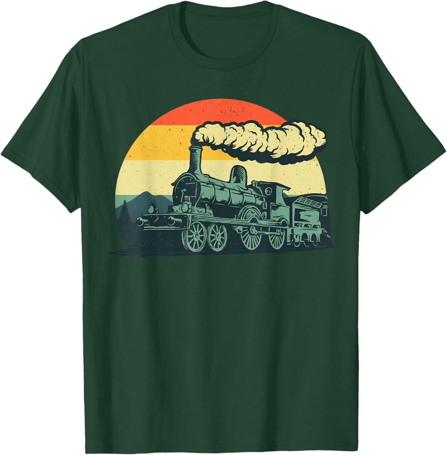 Cool Train Women Vintage Steam Engine Railroad Model T-Shirt - T-Shirt | Forest