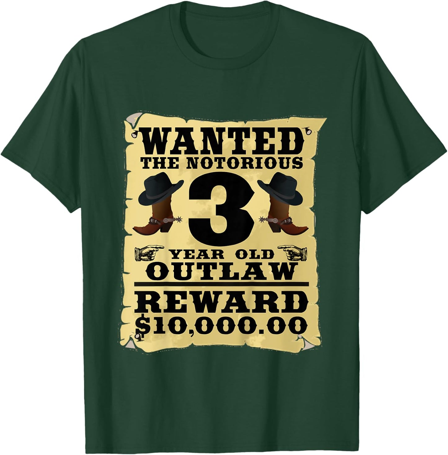 Kids 3 Year Old Cowboy Birthday Party Wild West Western 3rd Gift T-Shirt - T-Shirt | Forest