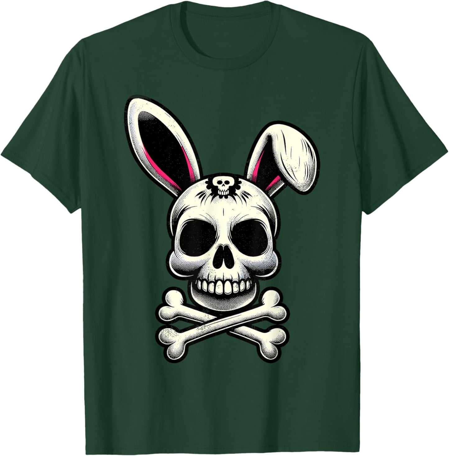 Vintage Scary Skull And Crossbones Bad Rabbit Horror Bunny T-Shirt - T-Shirt | Forest