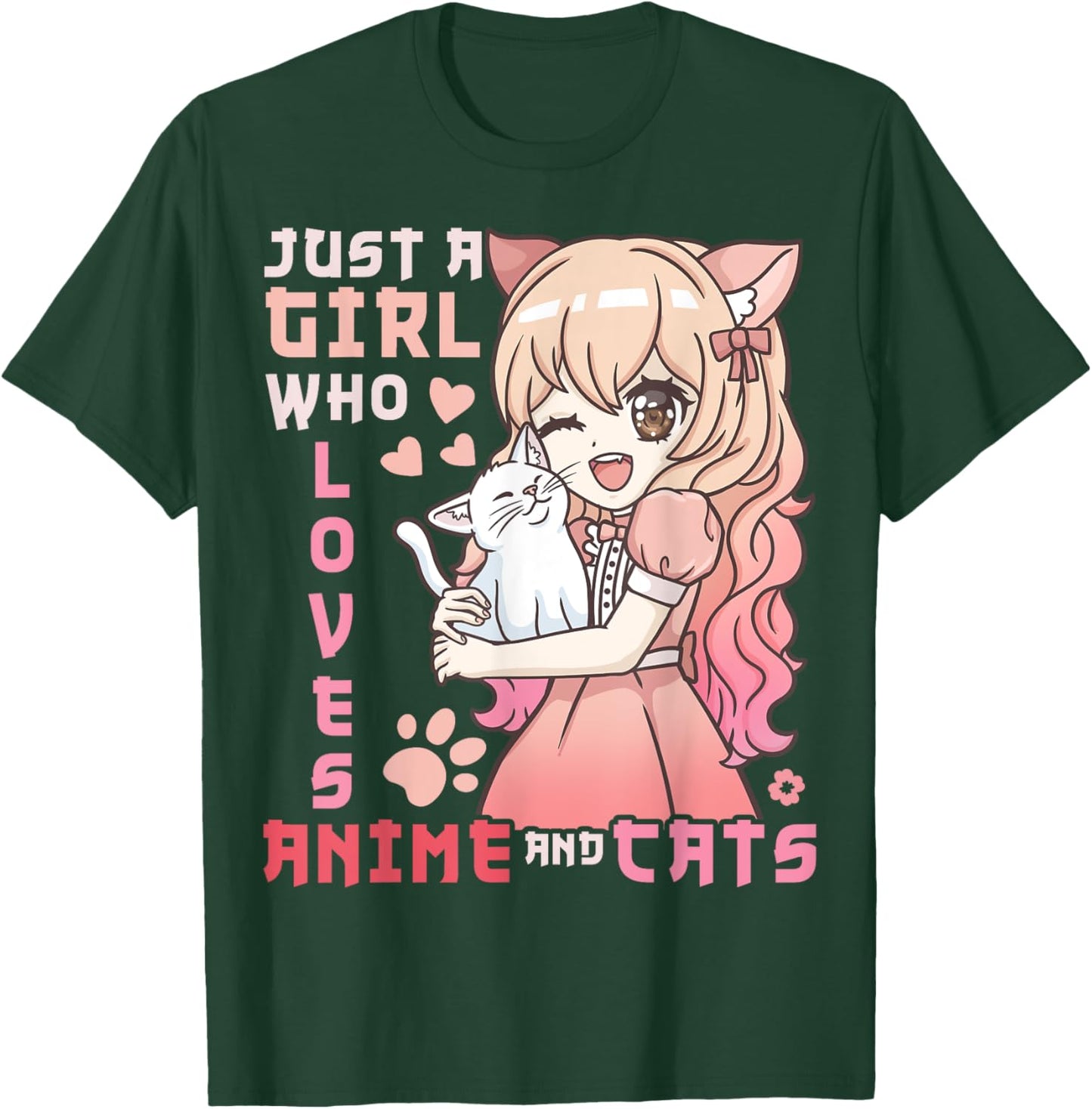 Anime Cats Cat Just a Girl Who Loves Anime and Cats T-Shirt - T-Shirt | Forest