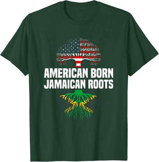 USA Jamaica Flag Proud Heritage American Born Jamaican Roots T-Shirt - T-Shirt | Forest