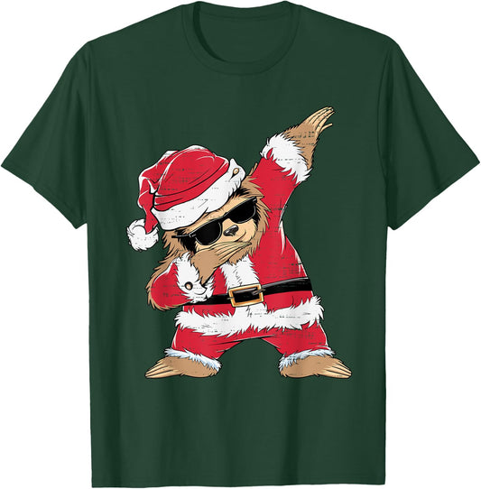 Dabbing Santa Sloth Merry Slothmas Christmas Kids Pajama T-Shirt - T-Shirt | Forest