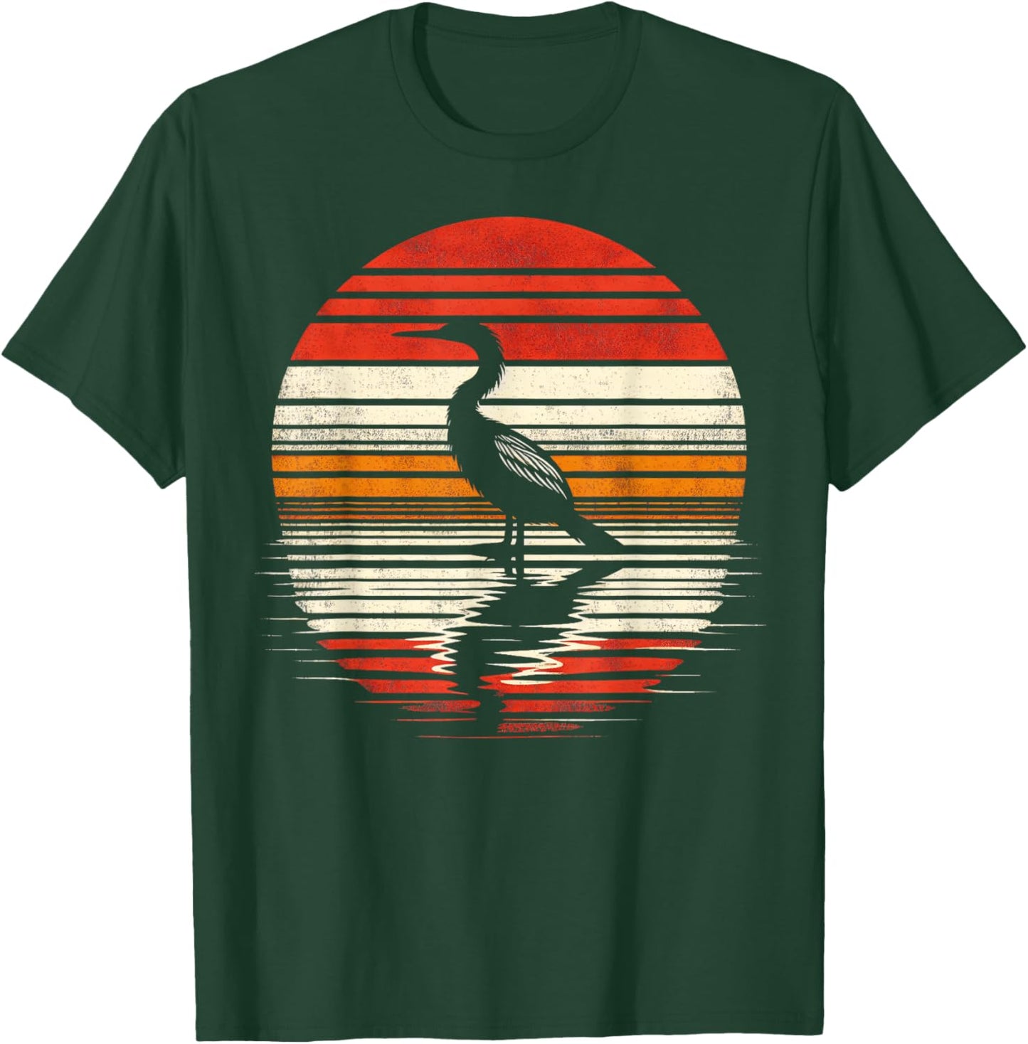 Anhinga Bird Sunset Retro Style Safari Vintage 70s T-Shirt - T-Shirt | Forest