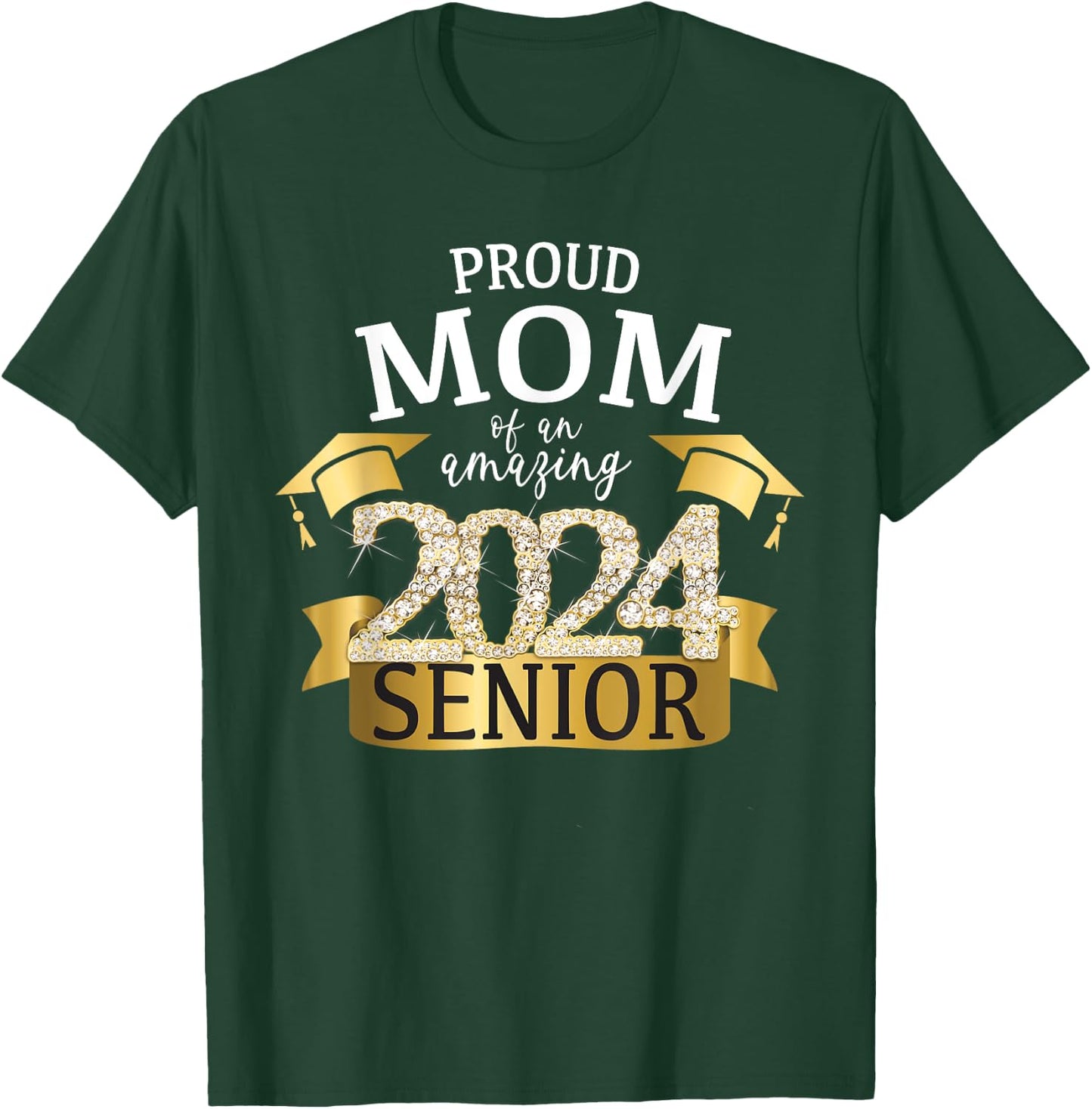 Proud 2024 Senior Mom I Elegant Yellow Celebration Outfit T-Shirt - T-Shirt | Forest