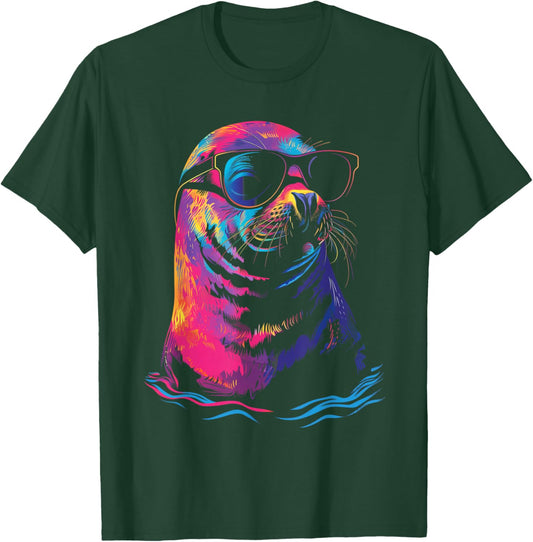Seal Sunglasses Sea Lion Ocean Animal T-Shirt - T-Shirt | Forest