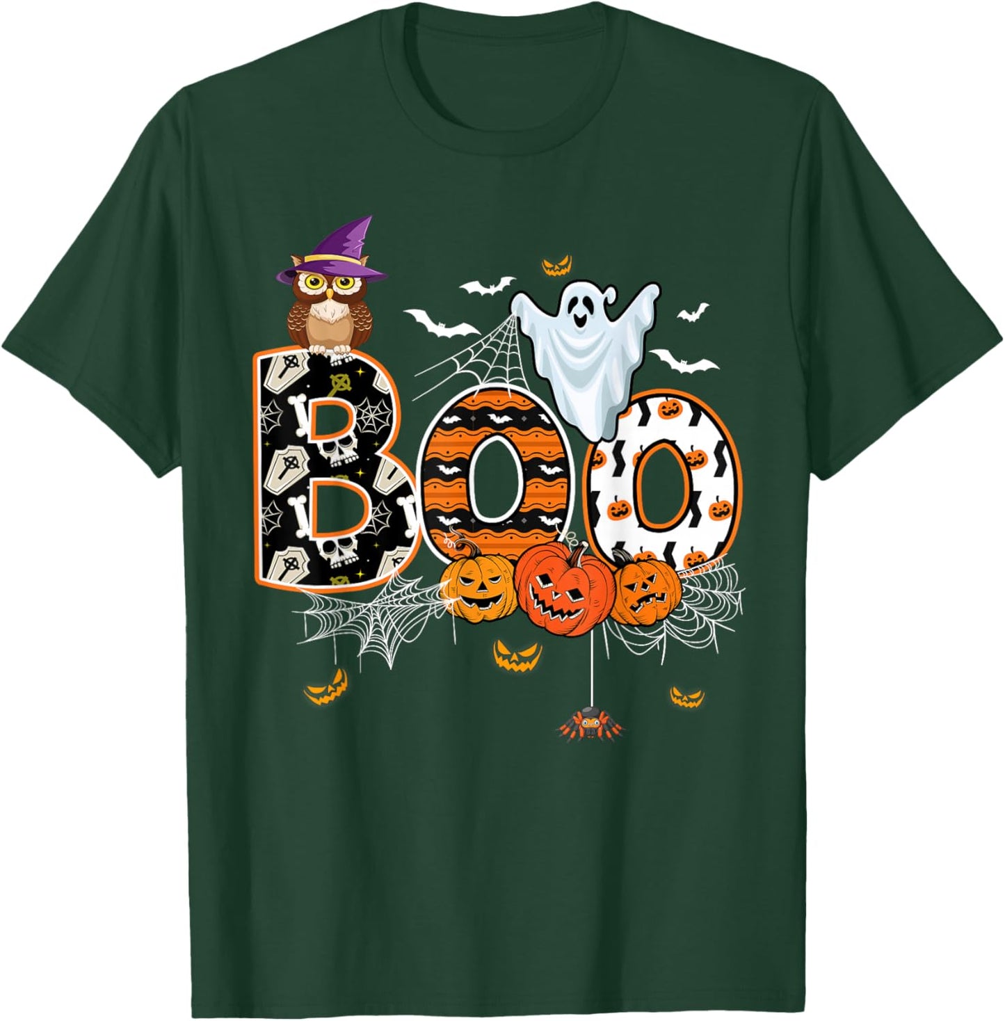 Boo Creepy Owl Pumpkin Ghost Funny Halloween Costume T-Shirt - T-Shirt | Forest