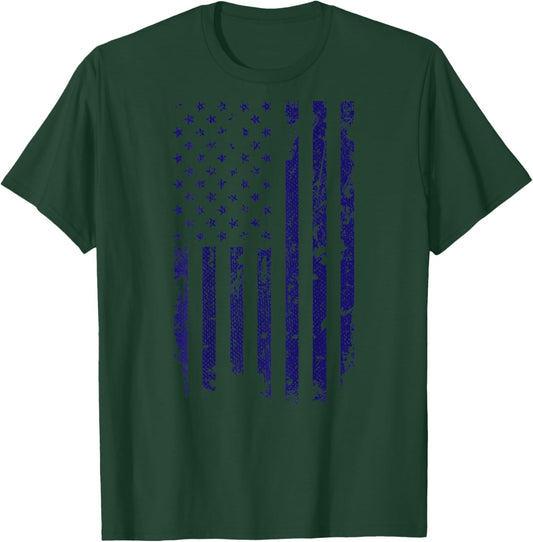 Vintage Distressed American Flag Kids Men T-Shirt - T-Shirt | Forest