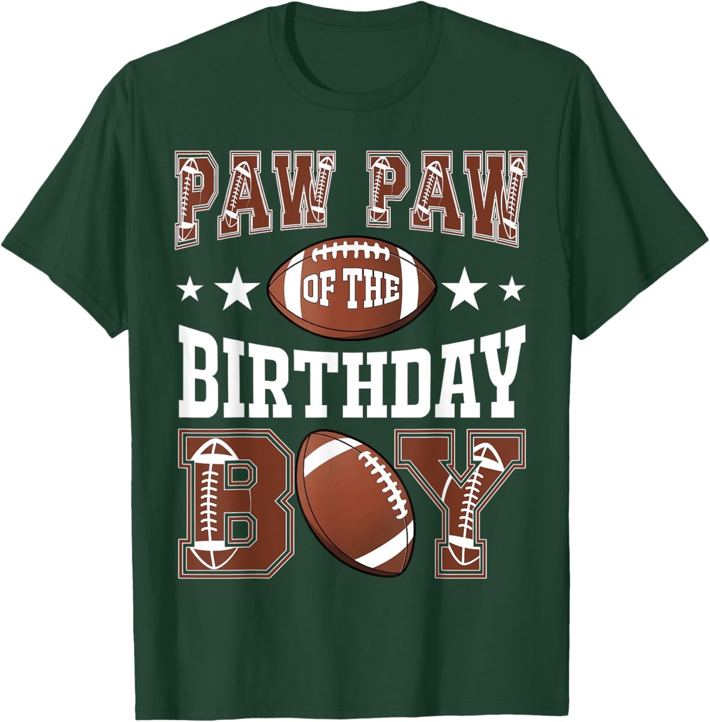 Paw Paw Of The Birthday Boy Football Game Day T-Shirt - T-Shirt | Forest