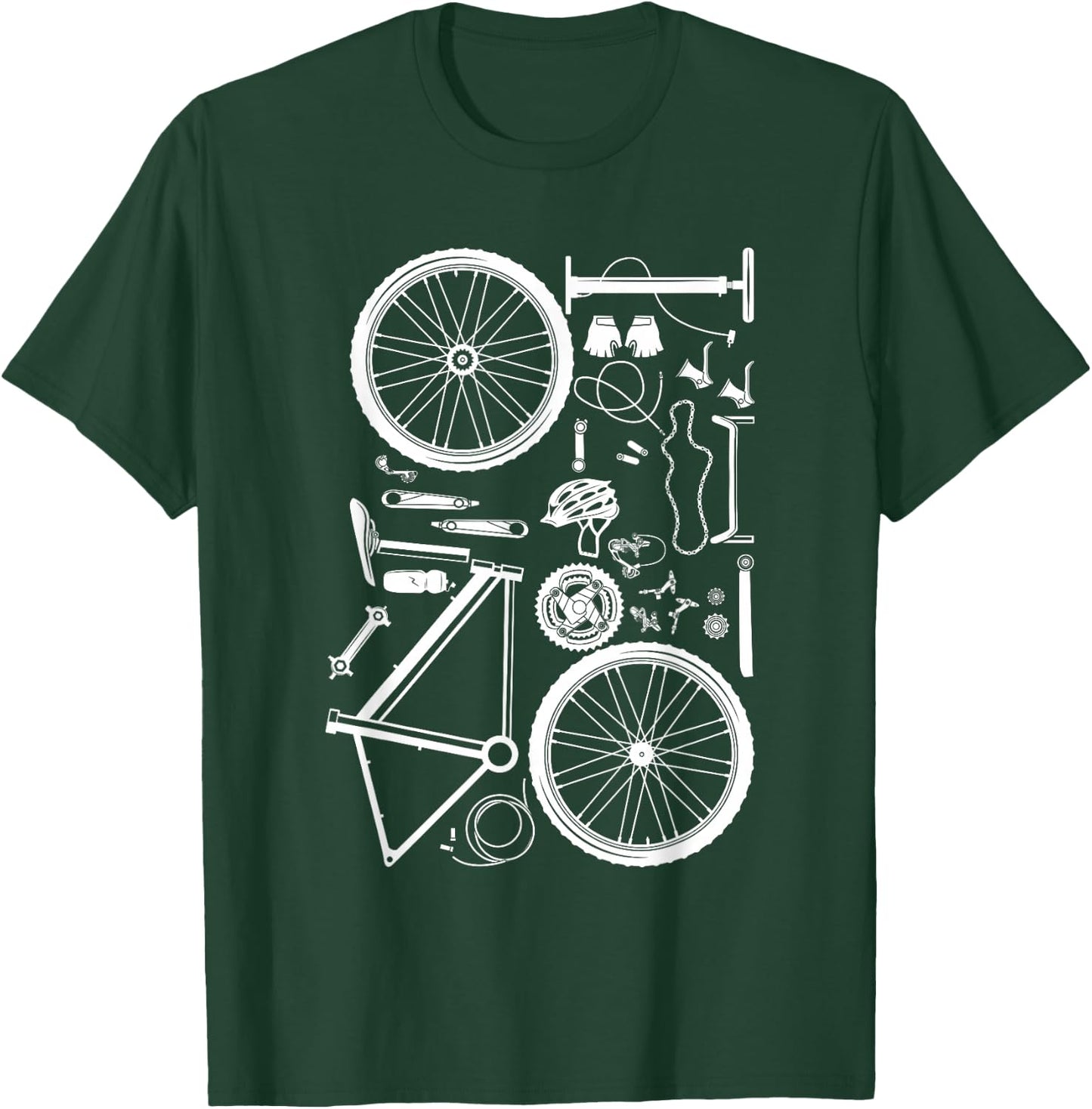 Bike Parts - Downhill Rider Mountainbike MTB Cycling Small T-Shirt - T-Shirt | Forest