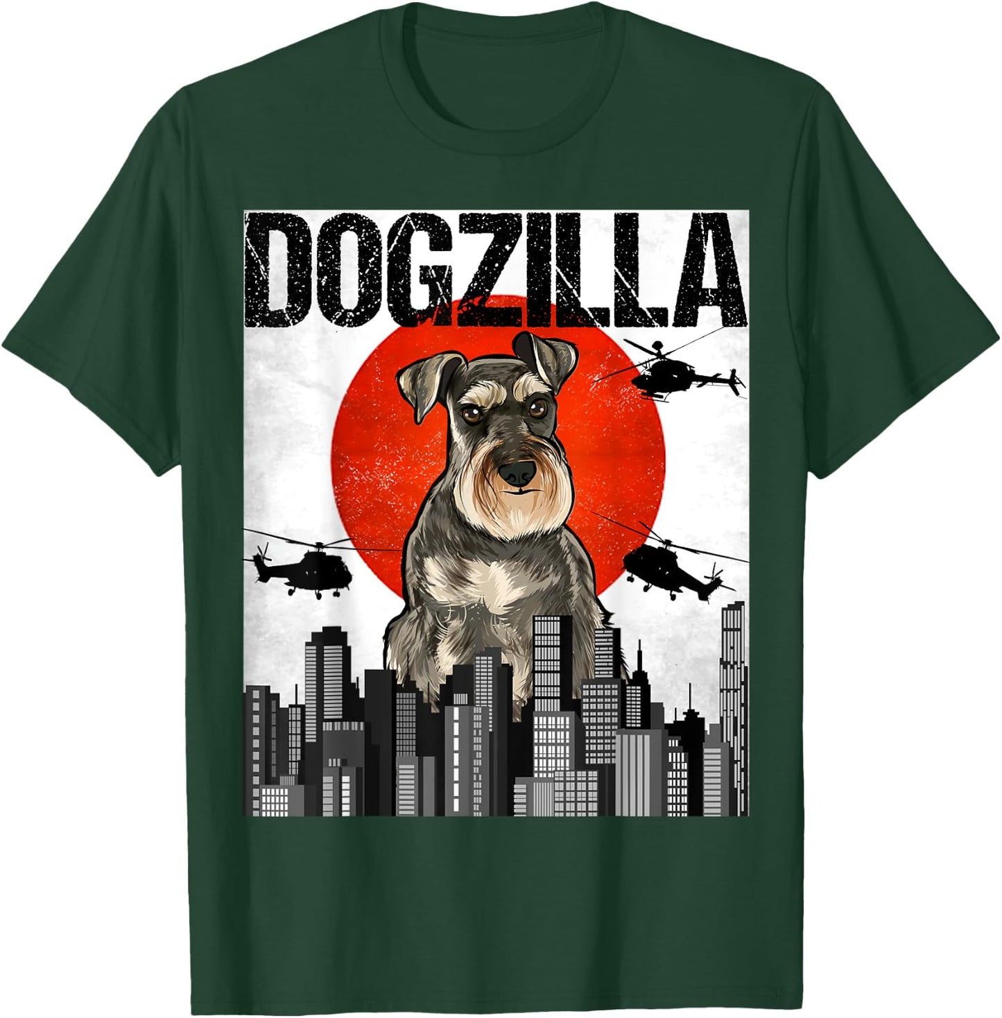 Funny Vintage Japanese Dogzilla Miniature Schnauzer T-Shirt - T-Shirt | Forest