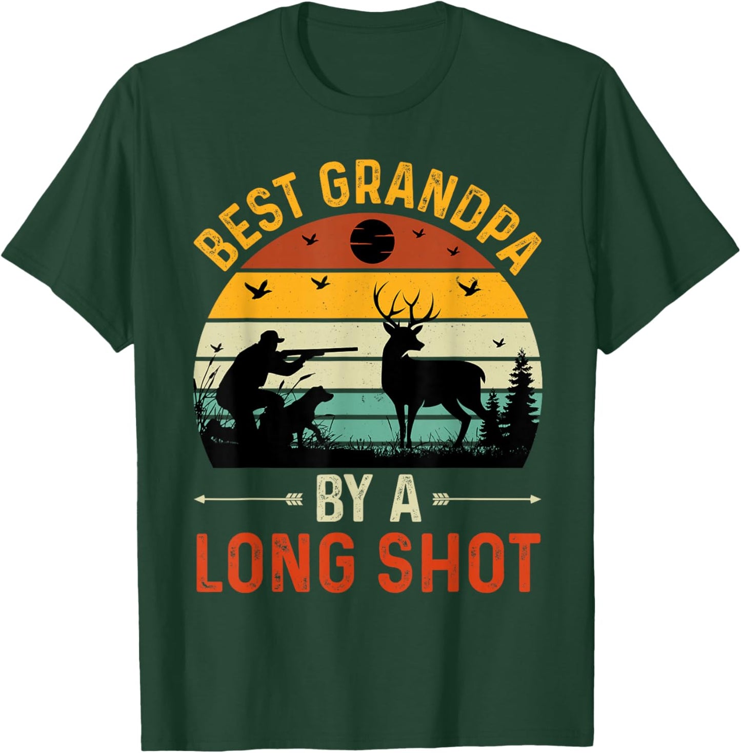 Vintage Best Grandpa By A Long Shot Deer Hunting For Hunter T-Shirt - T-Shirt | Forest