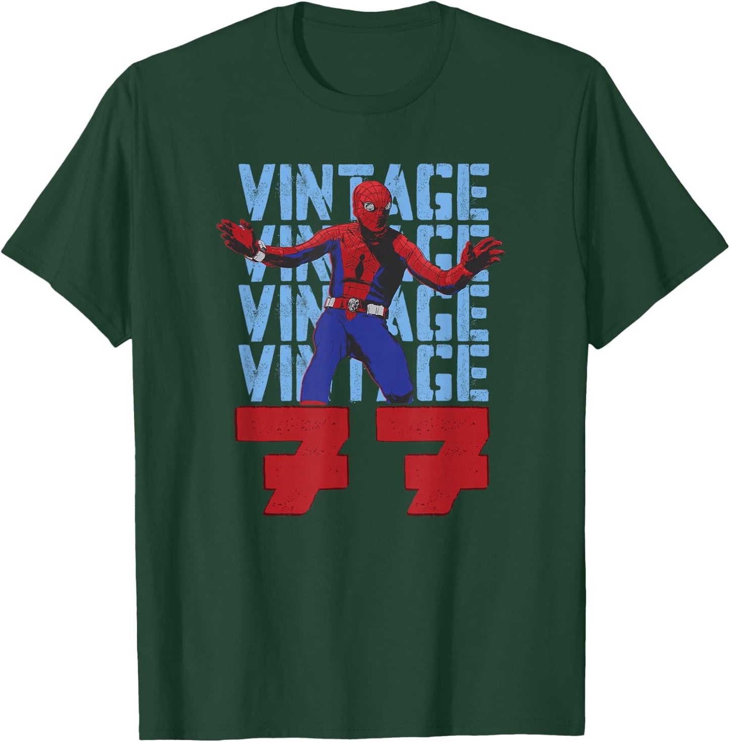Marvel Spider-Man 60th Anniversary Vintage 77 Stack T-Shirt - T-Shirt | Forest