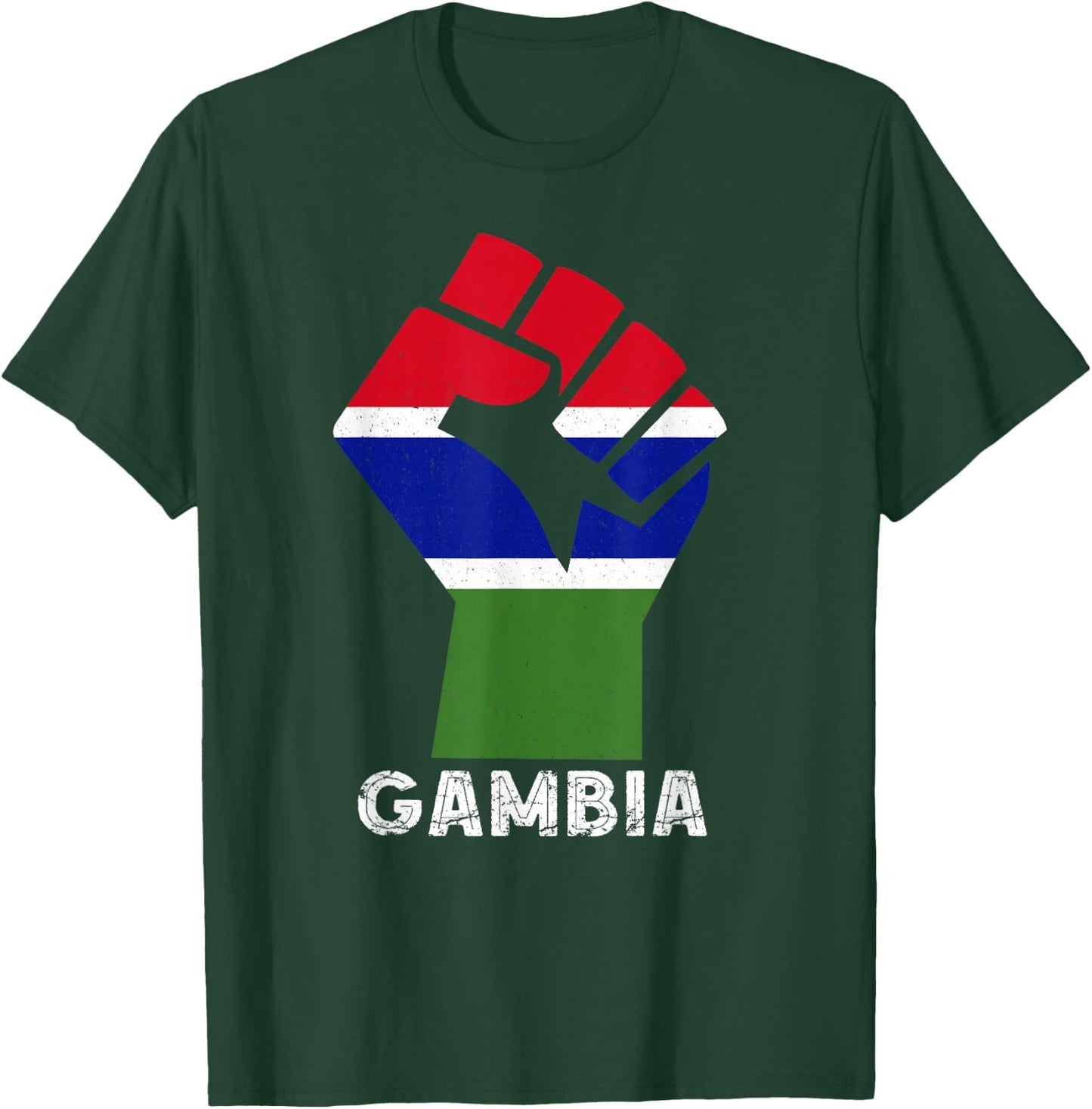 Gambian Pride Handfist Patriotic Gambian Flag Gambia T-Shirt - T-Shirt | Forest