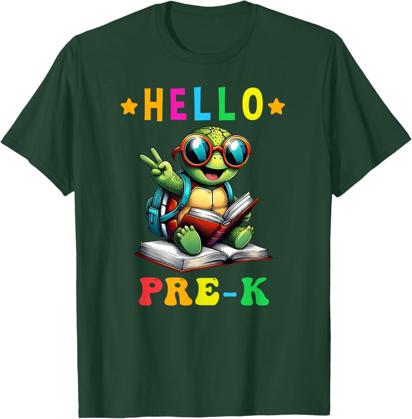 Hello Pre K Turtle Lovers Back to School Kids Boys Girls T-Shirt - T-Shirt | Forest