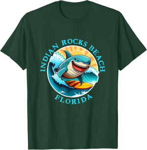 Indian Rocks Beach Florida Happy Surfing Shark Souvenir Men Women Kids T-Shirt - T-Shirt | Forest