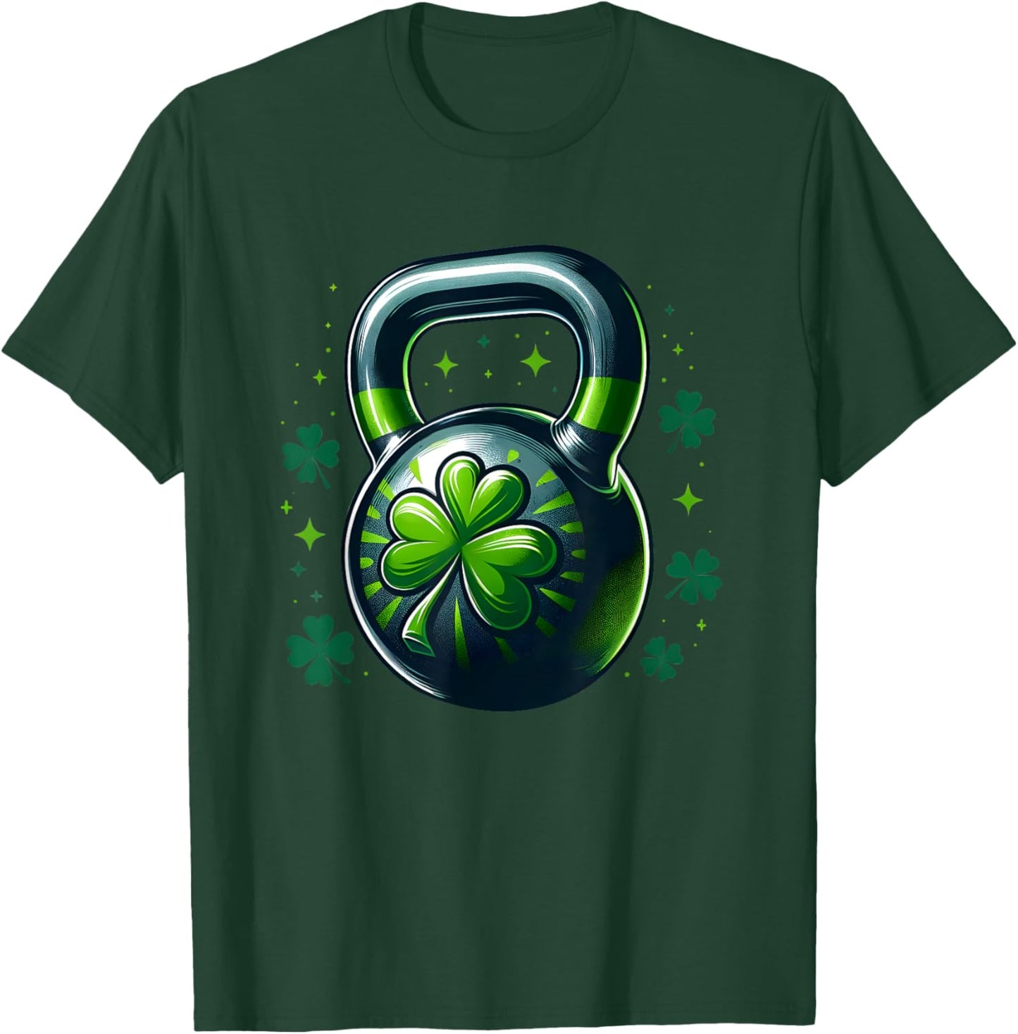 Kettlebell Shamrock St Patricks Day Gym Workout Fitness T-Shirt - T-Shirt | Forest