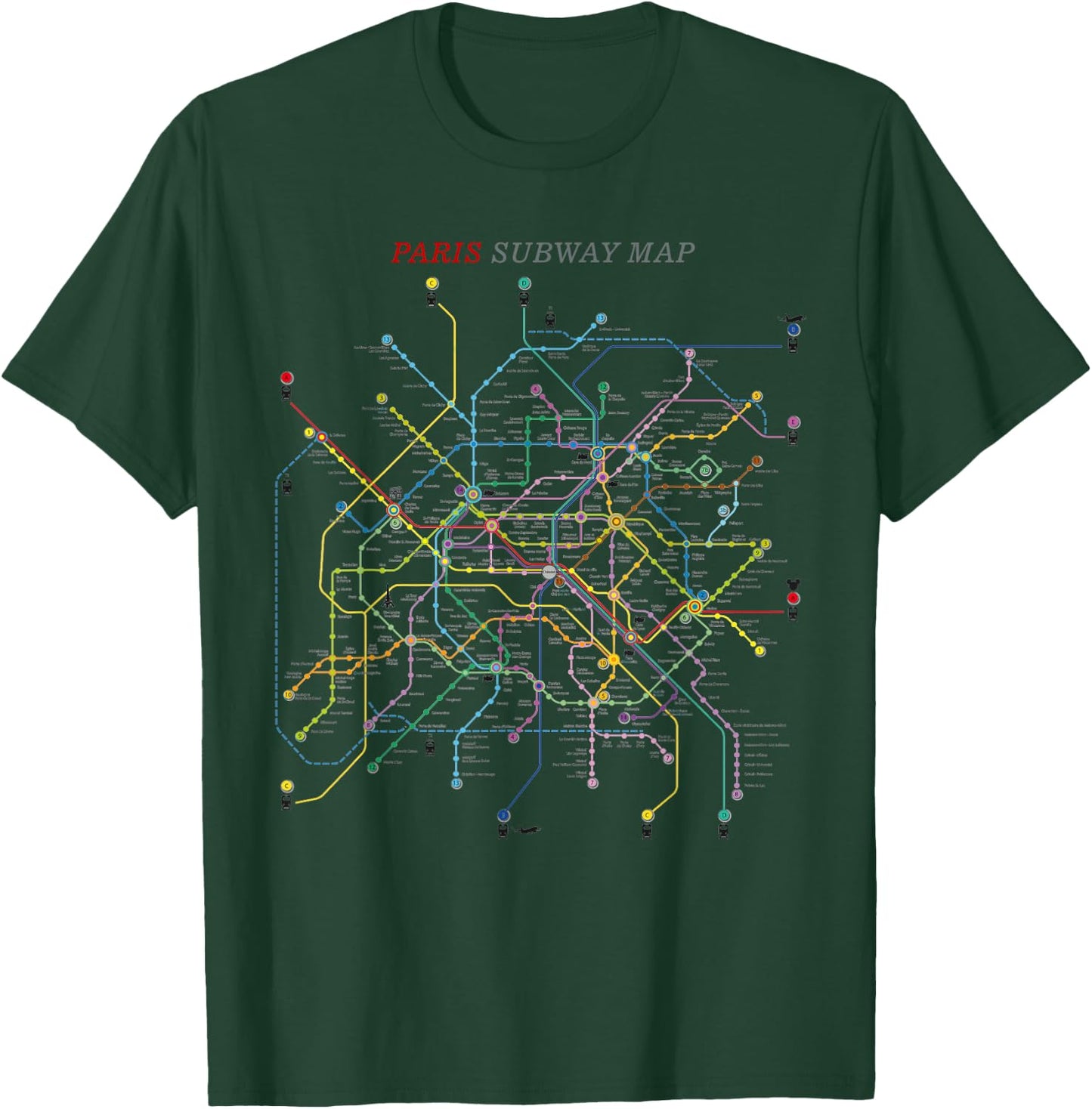 Paris Subway Map | Metro, Underground T-Shirt - T-Shirt | Forest