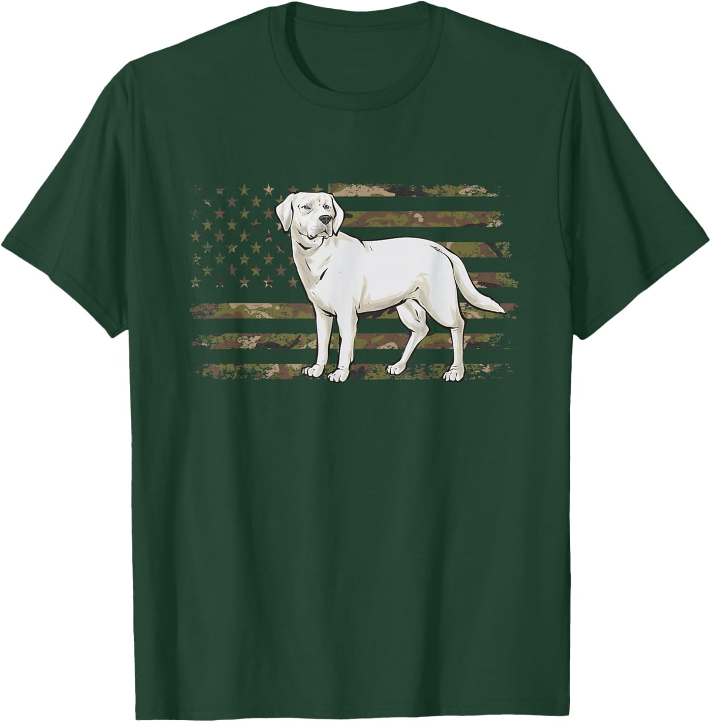 White Lab American Flag White Labrador Retriever T-Shirt - T-Shirt | Forest