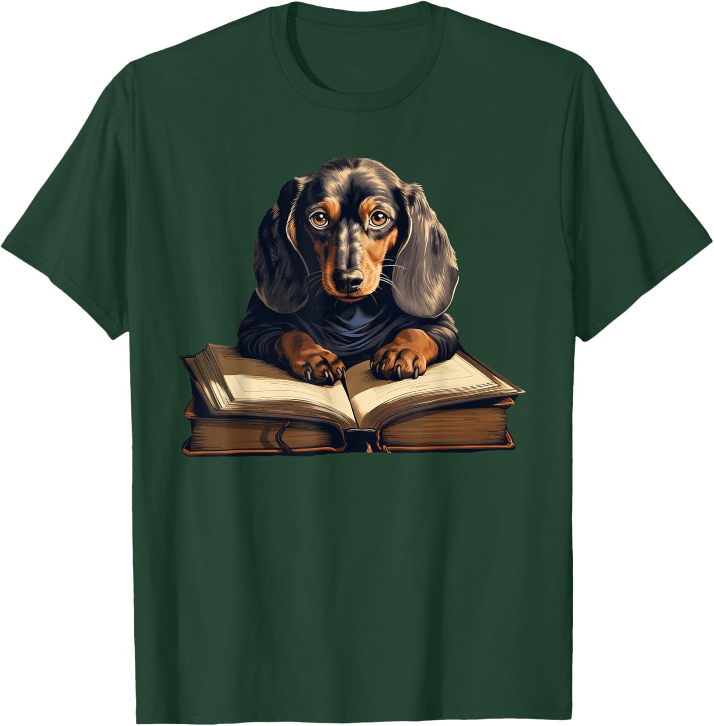 Cute Dog Dachshund Reading Book T-Shirt - T-Shirt | Forest