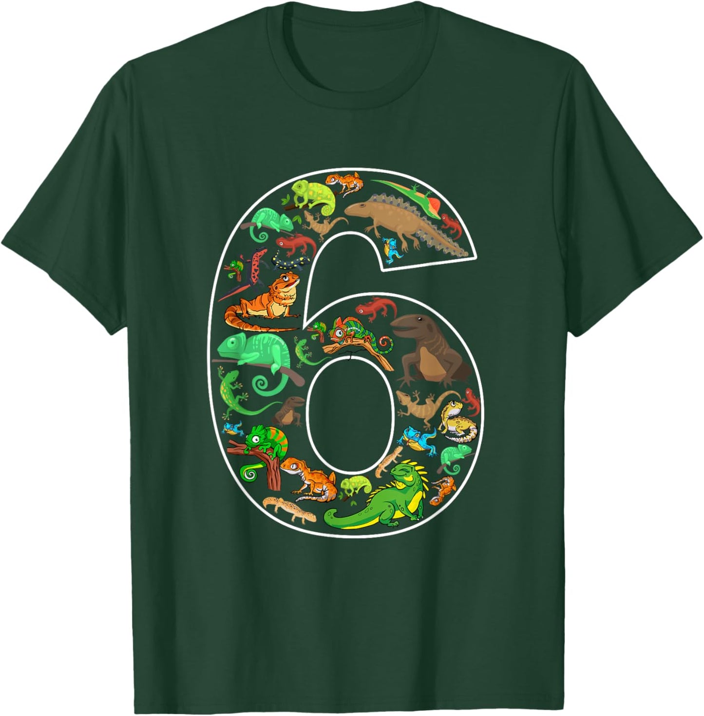 6th Birthday Reptile Theme 6 Year Old Birthday Boy Girl T-Shirt - T-Shirt | Forest