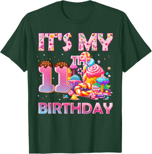 It’s My 11th Birthday Sweet Candy 11 Years Old T-Shirt - T-Shirt | Forest