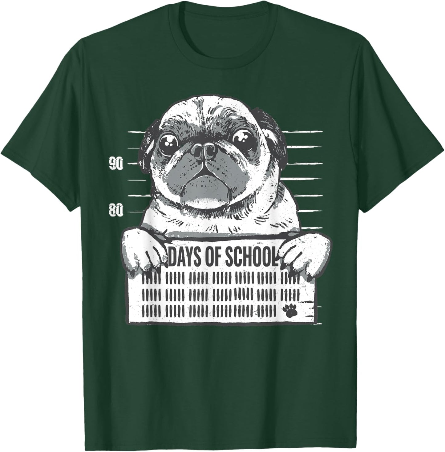 Funny Pug Dog 100th Day of School T-Shirt - T-Shirt | Forest