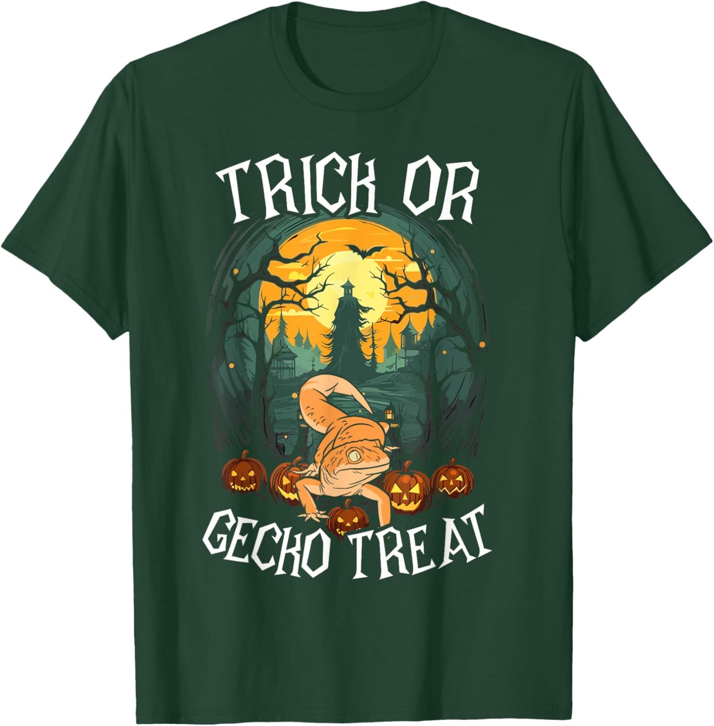 Gecko Halloween Scary Reptile Trick Or Treat Spooky Lizard T-Shirt - T-Shirt | Forest