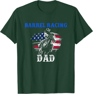 Barrel Racing Dad - Patriotic Horse Riding - Riding Gifts T-Shirt - T-Shirt | Forest