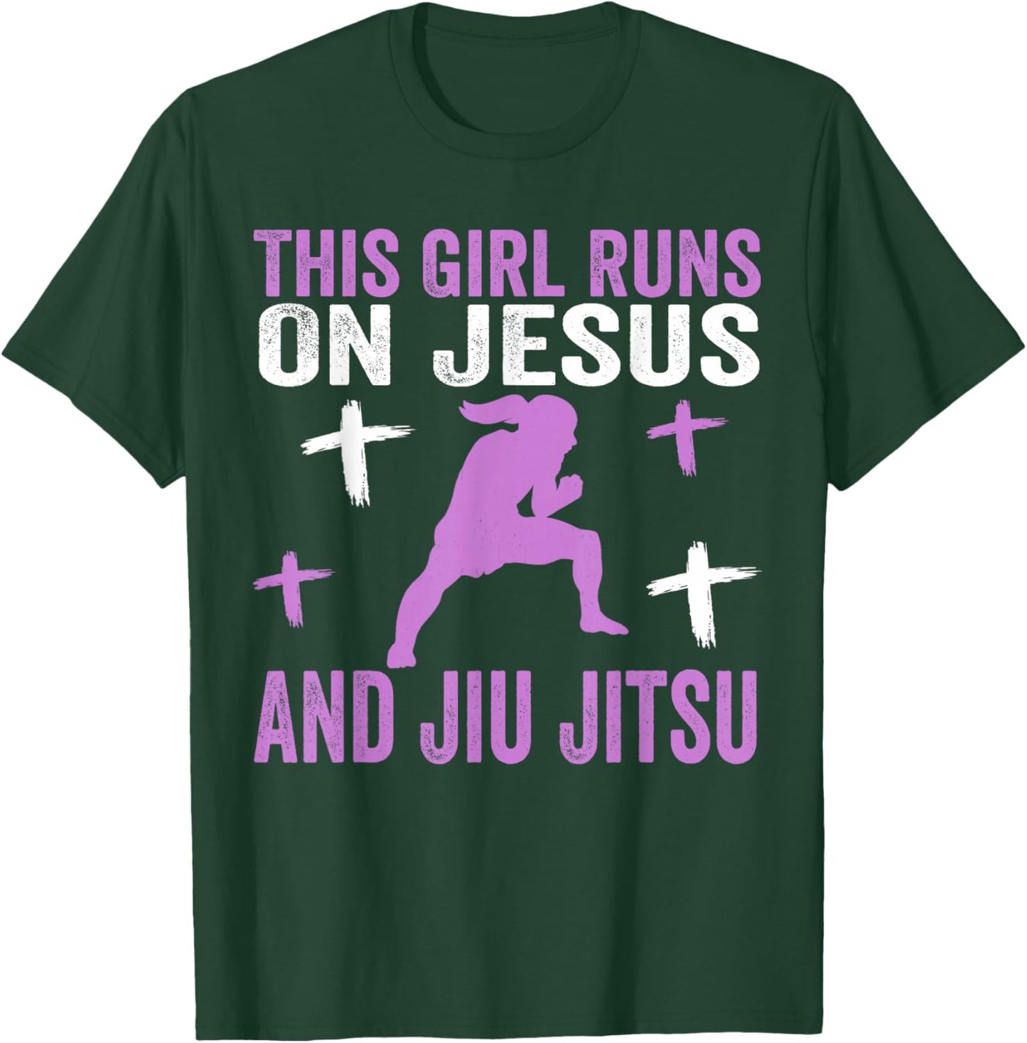 This Girl Runs On Jesus And Jiu Jitsu Christian Daughter T-Shirt - T-Shirt | Forest