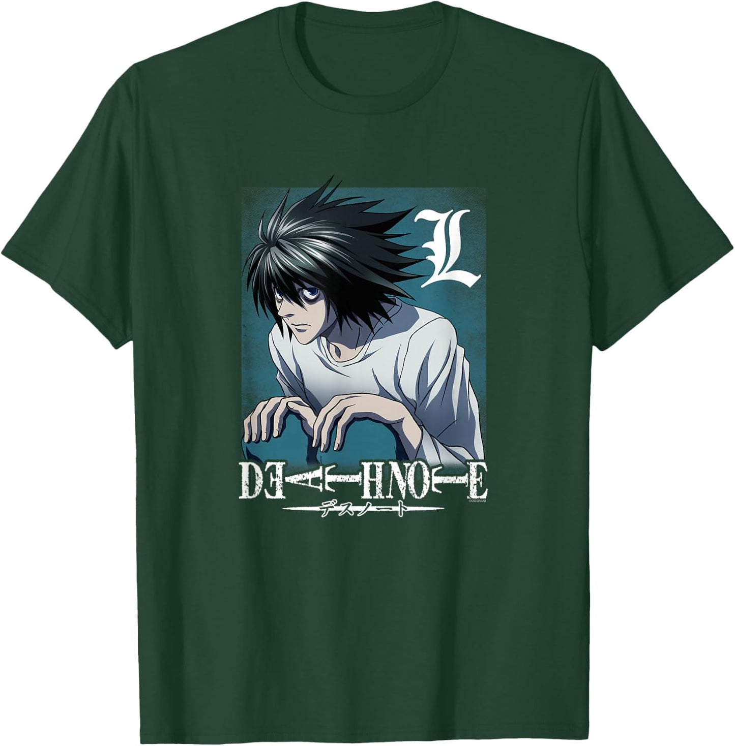 Death Note L Crouching with Logo Anime T-Shirt - T-Shirt | Forest