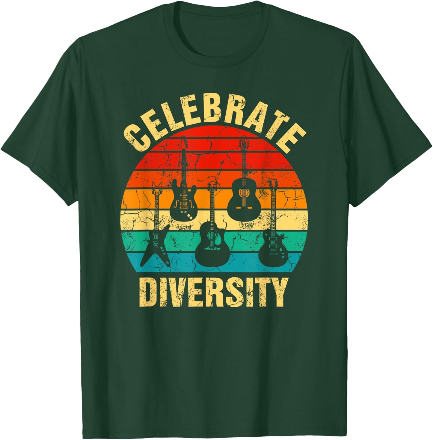 Celebrate Diversity Funny Guitar Player Musician Music Band T-Shirt - T-Shirt | Forest