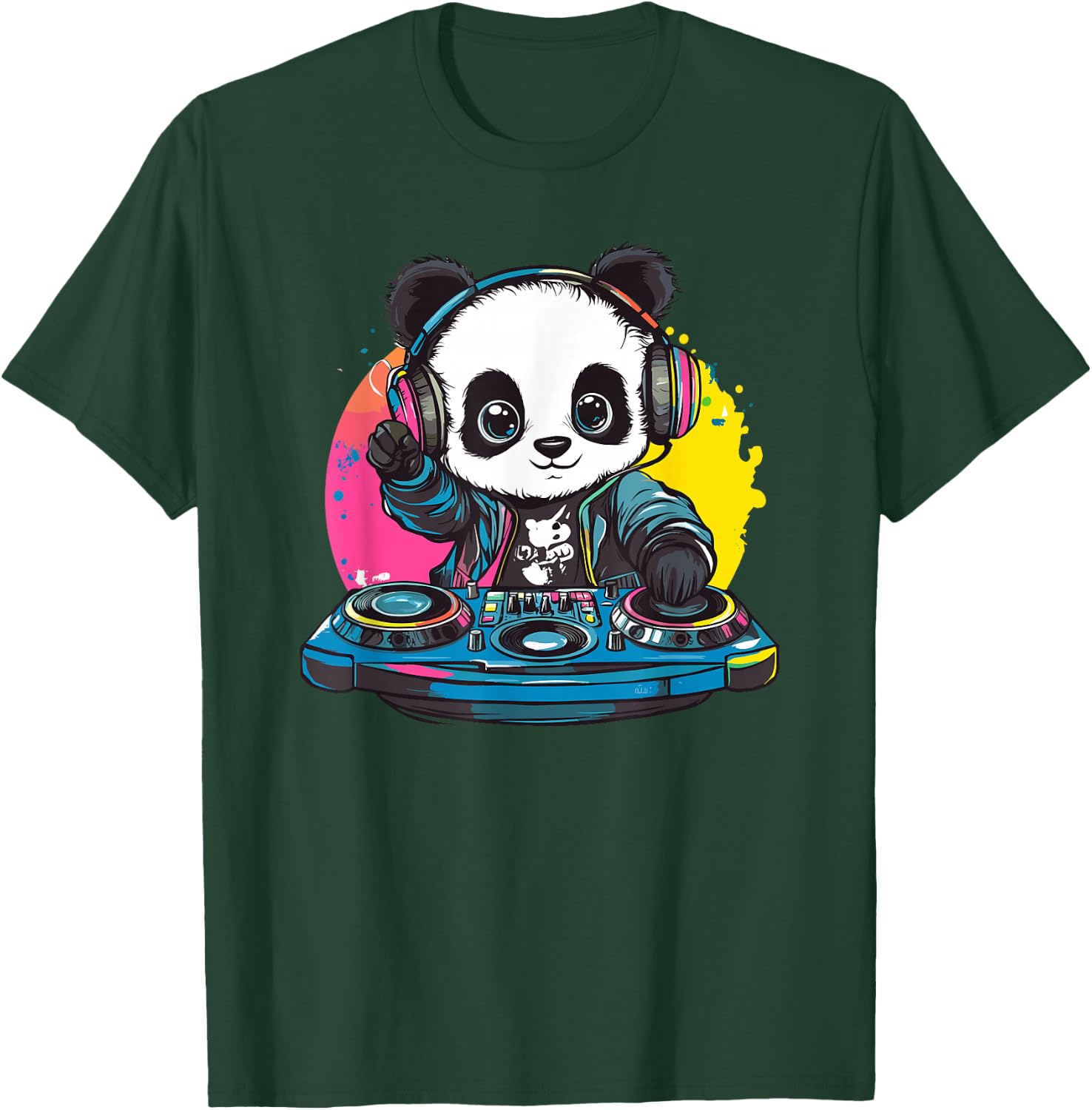Panda DJ Mixing Colorful Tunes T-Shirt - T-Shirt | Forest