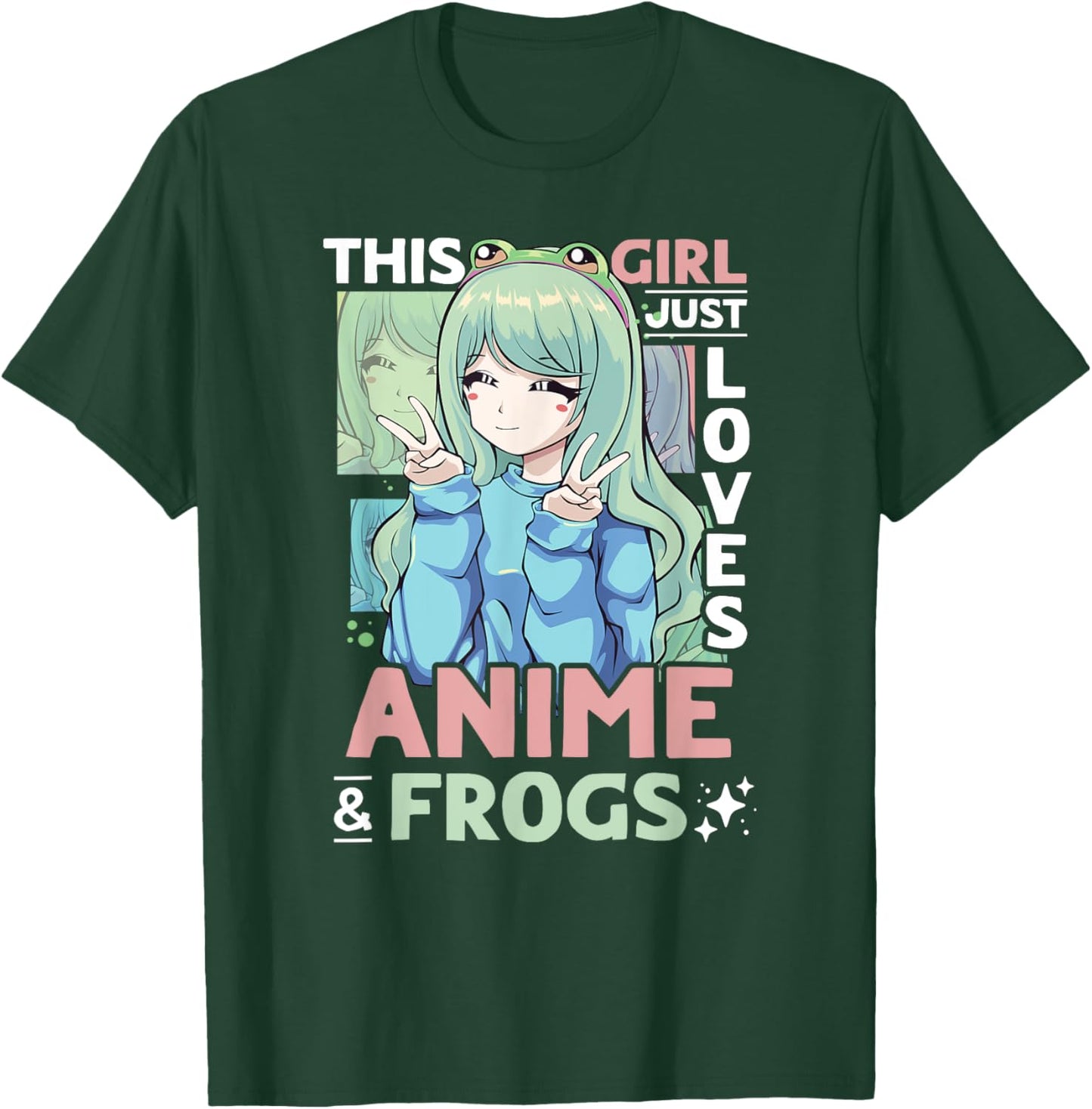 Anime and Frog This Girl Just Loves Anime and Frogs Girls T-Shirt - T-Shirt | Forest