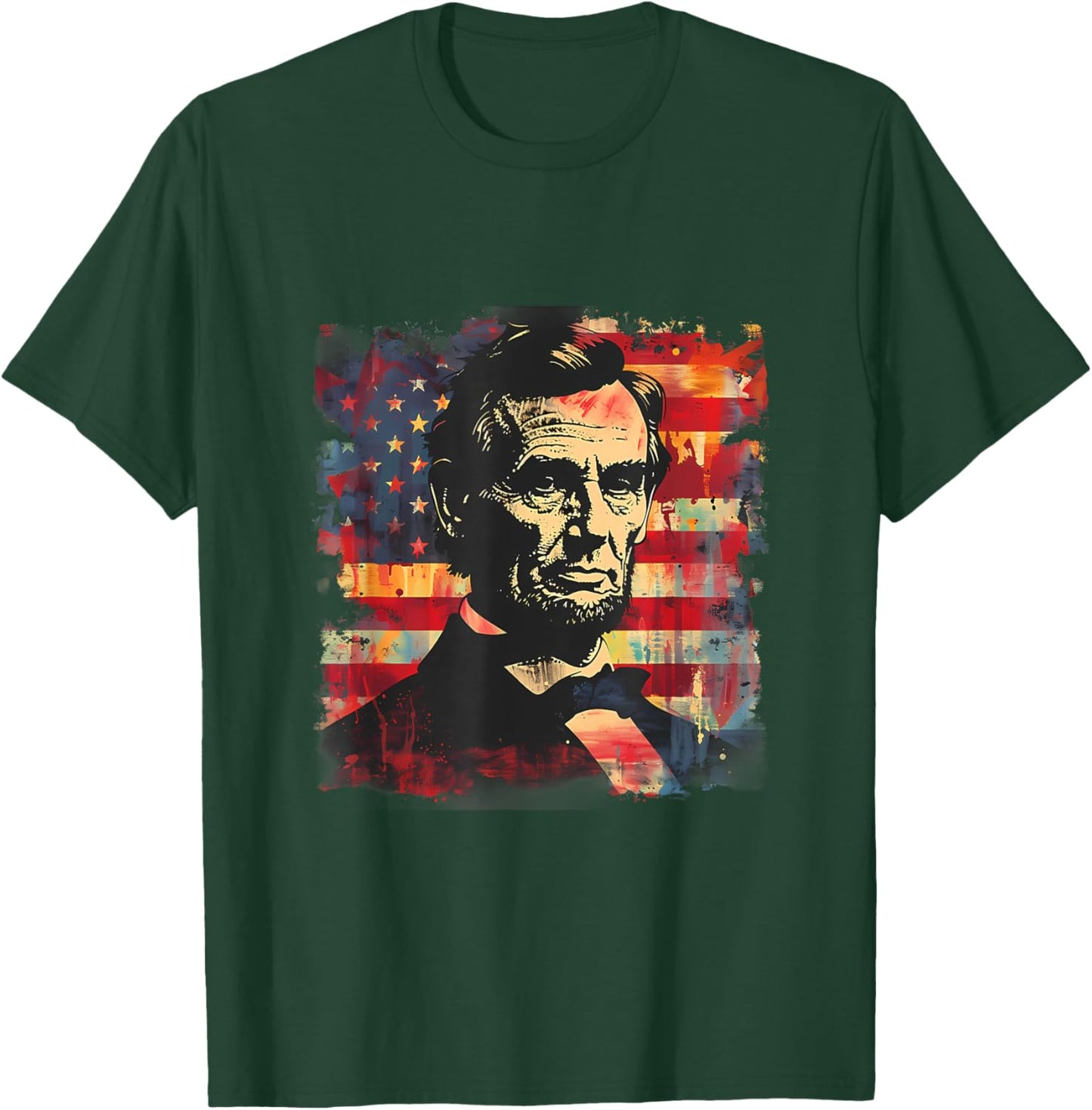 Fourth Of July Abraham Lincoln American Flag Patriotic Kids Men T-Shirt - T-Shirt | Forest
