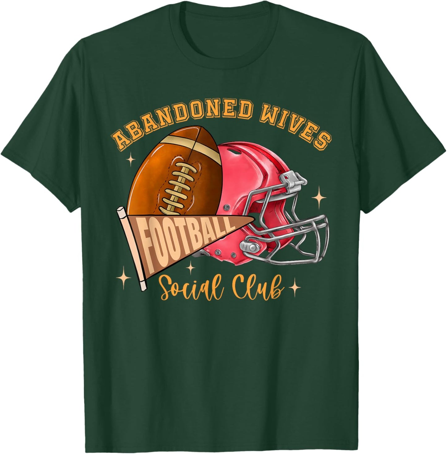 Abandoned Wives Social Club Football Funny Coaches Wife T-Shirt - T-Shirt | Forest