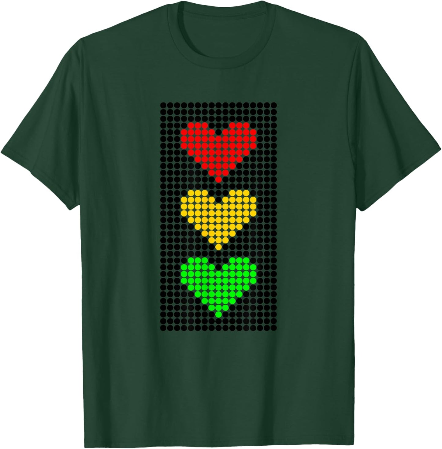 Dot Heart Stoplight Traffic Signal Stop-Caution-Go T-Shirt - T-Shirt | Forest