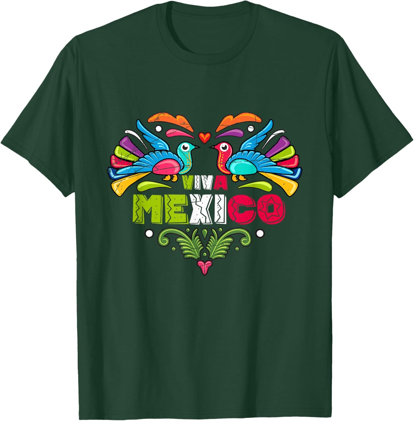 Proud Mexican Flag Peacock Animal Gift Viva Mexico Small T-Shirt - T-Shirt | Forest